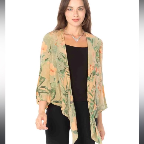 Tianello "Tonga Island" Print Washable Silk "Yuriko" Kimono - Picture 2 of 7